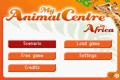 My Animal Centre in Africa title screen for GameBoy Advance